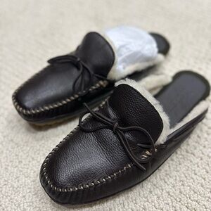 J crew brown sherpa slippers